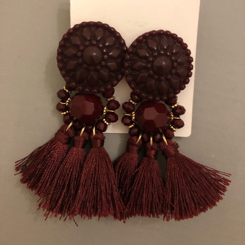 Maroon Flowy Earrings